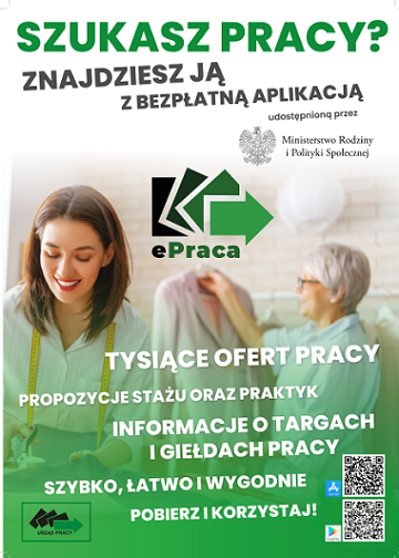 Plakat promujący aplikacje e-praca